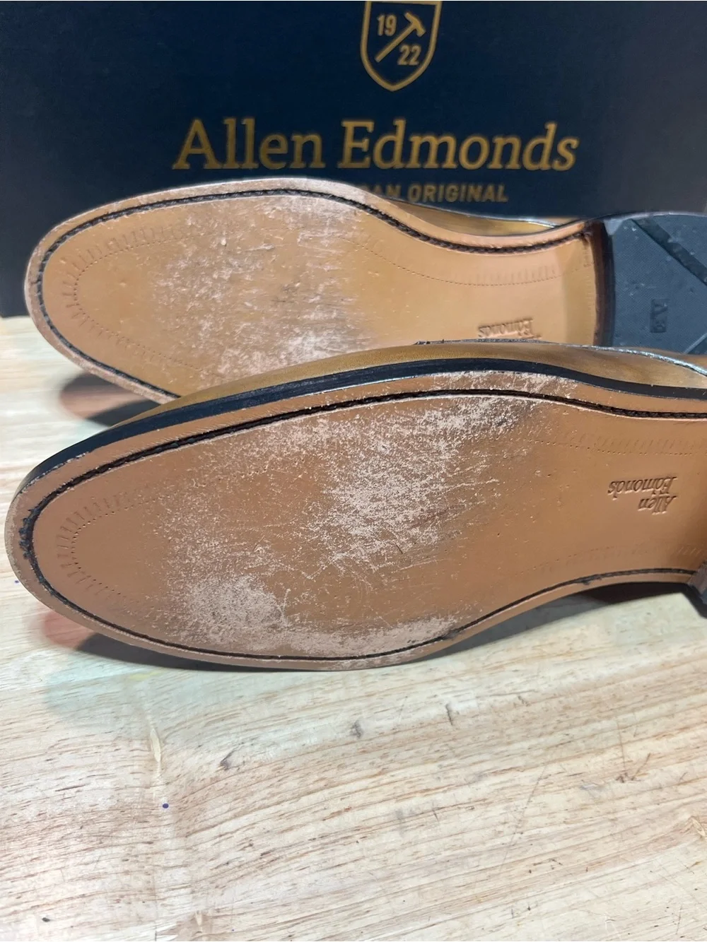 Allen Edmonds Kenilworth Men’s Tan Leather Derbies Sz 10.5E Made In USA 🇺🇸